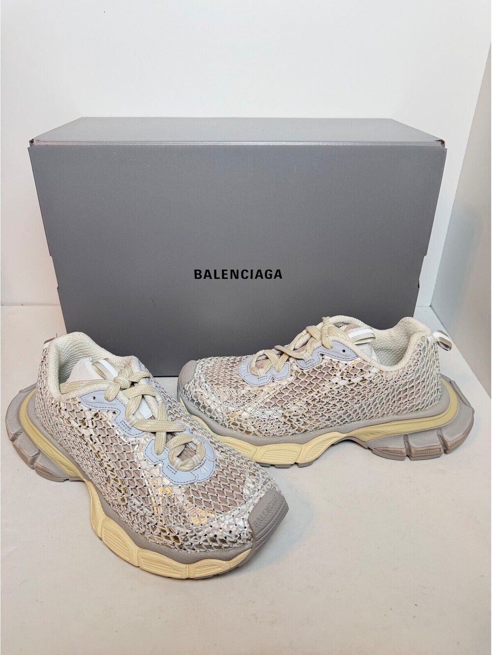 Balenciaga 3XL Trainer Crystal Beige Sneakers Mens Size 8/41